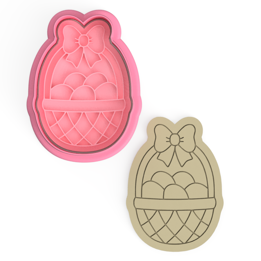 Easter Basket With Eggs cookie cutter and embosser stamp