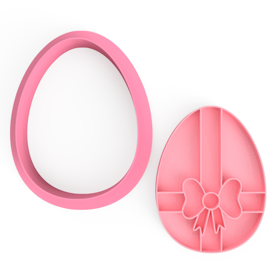 Easter Egg With Bow  cookie cutter and embosser stamp