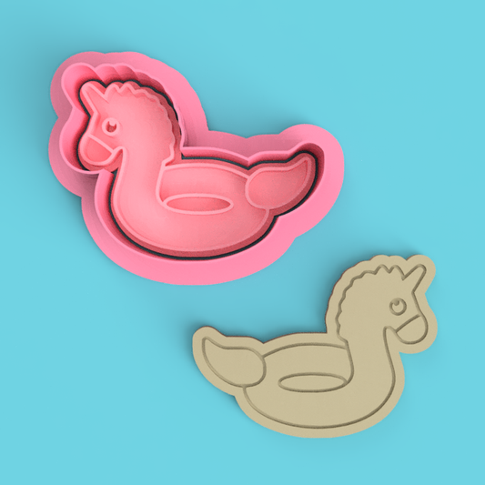 Inflatable Unicorn Cookie Cutter and Embosser Stamp Set Beach Pool Summer